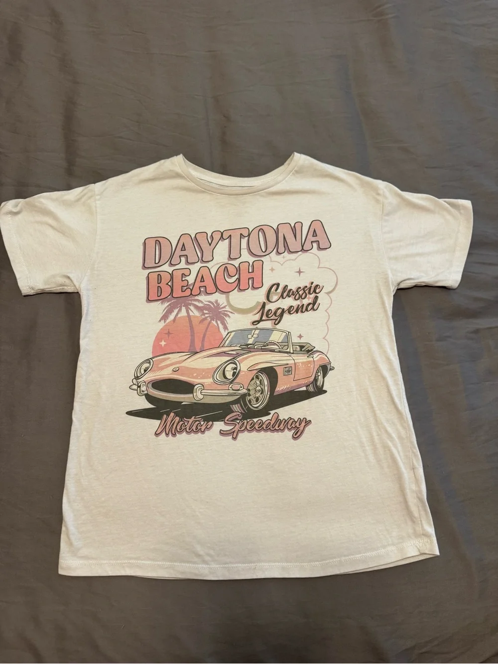 wonder nation White Tee with Pink Daytona Beach Graphic